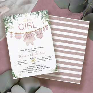 Invitation C’est un Baby shower en étoffe de Boho rose Fille