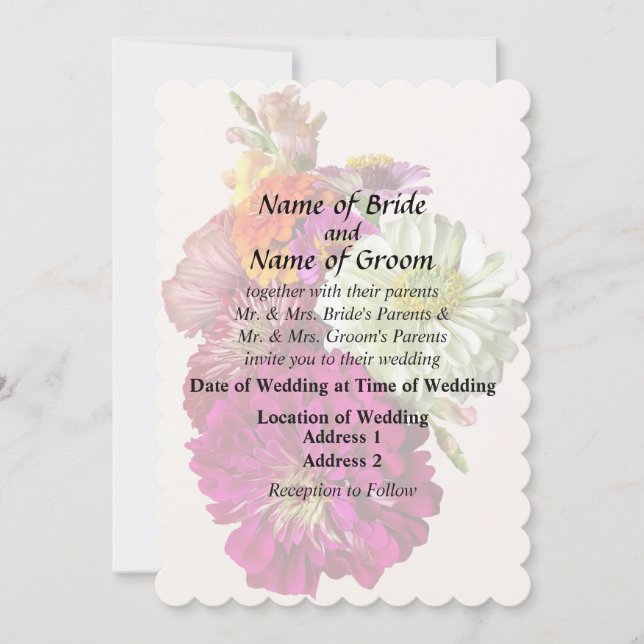 Invitation c_ZinniaCouleurs mixtesMariage mixte Zinnia Bouque (Devant)