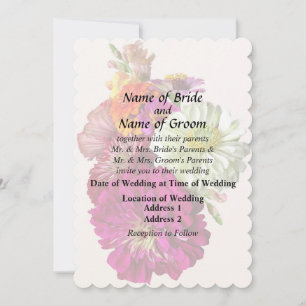 Invitation c_ZinniaCouleursMélangéesBouquet de Zinnia Mariage