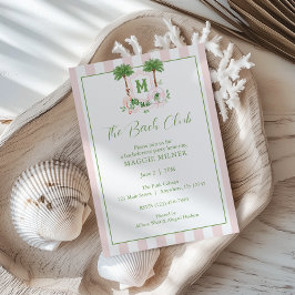 Invitation Cabana Stripes Palm Beach Monogram Crest