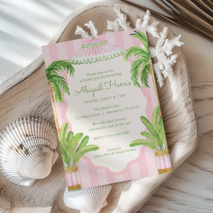 Invitation Cabane Rose Rayures Palm Beach 