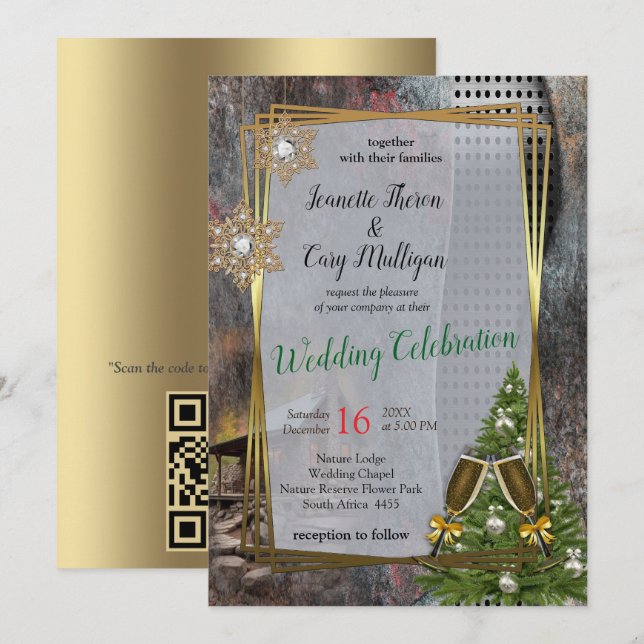 Invitation Cabine de pierre de famille rustique (Devant / Derrière)