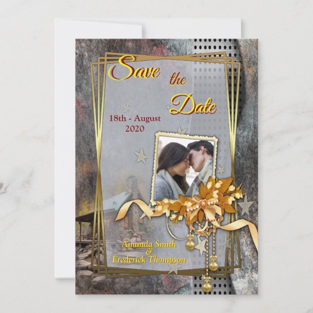 Invitation Cabine de pierre de famille rustique (Devant)