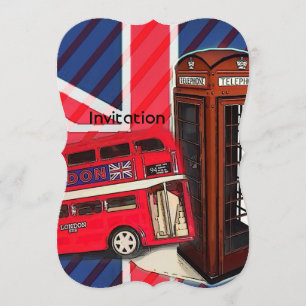 Invitation Cabine téléphonique rouge Retro Union Jack London 