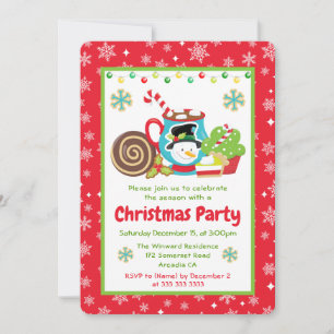 Invitation Cacao Bonhomme de Neige Mignon Fête de Noël