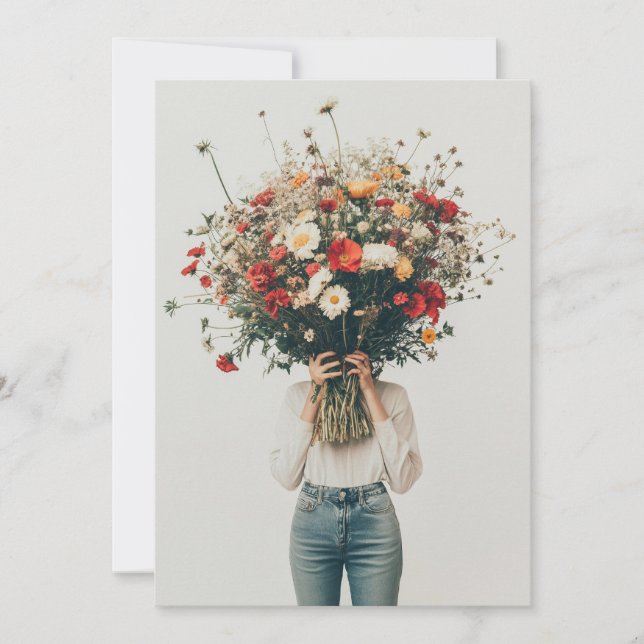 Invitation Caché derrière les fleurs (Devant)