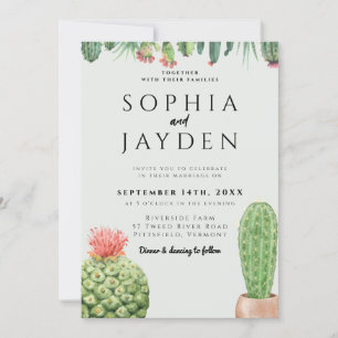 Invitation Cactus Aquarelle Sage Garden Mariage vert du déser