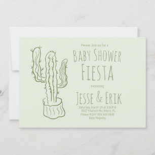 Invitation Cactus Baby shower Creusé à la main Pastel Green