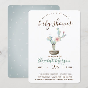Invitation Cactus Baby shower Pois succulent