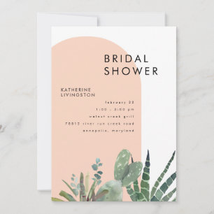 Invitation Cactus Blush Mariage Géométrique