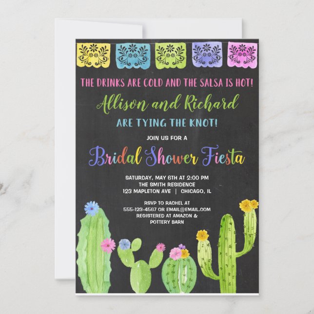 Invitation Cactus de douche fiesta (Devant)
