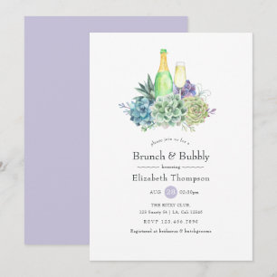 Invitation Cactus de succulentes à l'aquarelle Brunch et bull