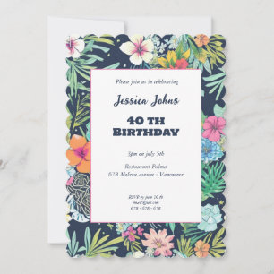 Invitation Cactus de verdure bleue florale 40ème