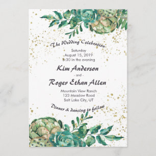 Invitation Cactus du désert Mariage romantique Succulent invi