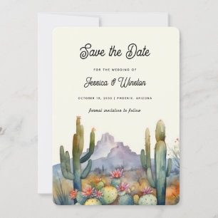 Invitation Cactus du désert moderne Photo Sauvez la date