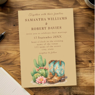 Invitation Cactus en terre cuite désert Arizona mariage cowbo