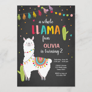 Invitation Cactus entier d'Alpace d'invitation d'anniversaire