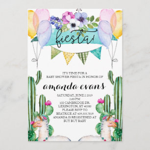 Invitation Cactus et Llama Baby shower Fiesta