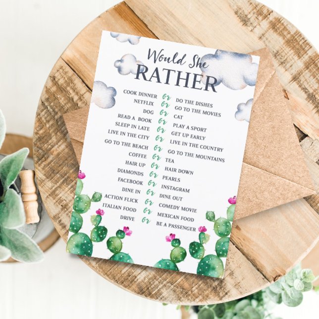 Invitation Cactus Fête des mariées Voudrait-Elle Plutôt Game  (Créateur téléchargé)