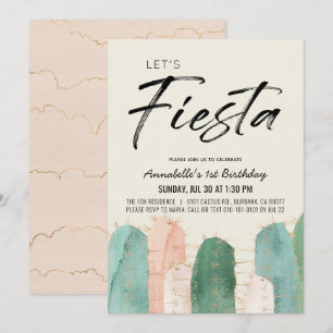 Invitation Cactus Fiesta rose 1er anniversaire
