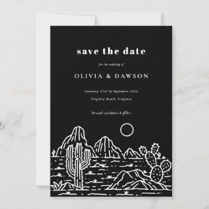 Invitation Cactus Line Art Desert Photo Enregistrer la date