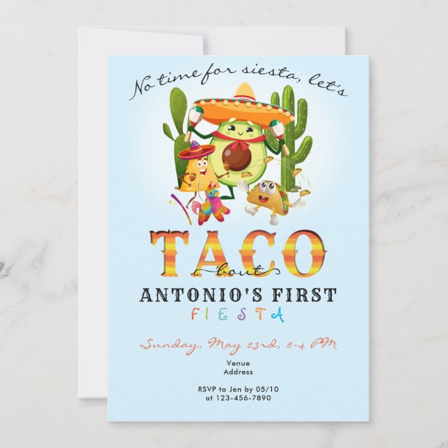Invitation Cactus Pas De Temps Pour Siesta Premier Fiesta 1Er (Devant)