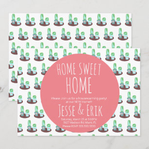 Invitation Cactus Pots Cactus Vert Fête de Ménage