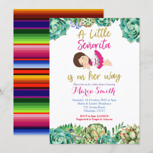 Invitation Cactus rose Fiesta Baby Senorita Baby shower