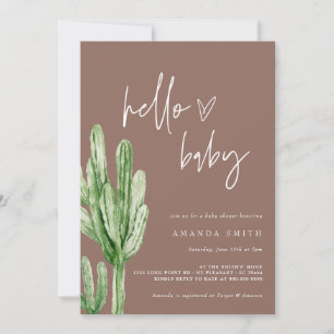 Invitation Cactus Sexe Désert Neutre Bonjour Baby shower Inv