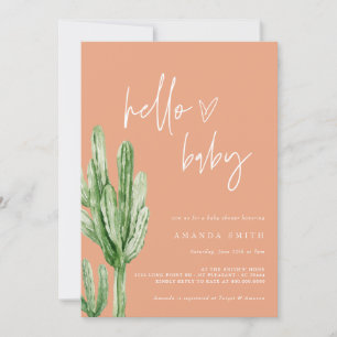 Invitation Cactus Sexe Désert Neutre Bonjour Baby shower Inv