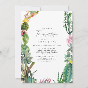 Invitation Cactus Succulent Simple Moderne La Nuit Avant