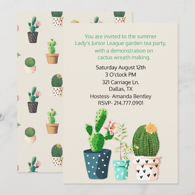 Invitation Cactus Theme Event (Devant / Derrière)