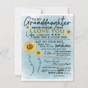 Invitation Cadeau à ma petite-fille, Cadeau d'anniversaire de