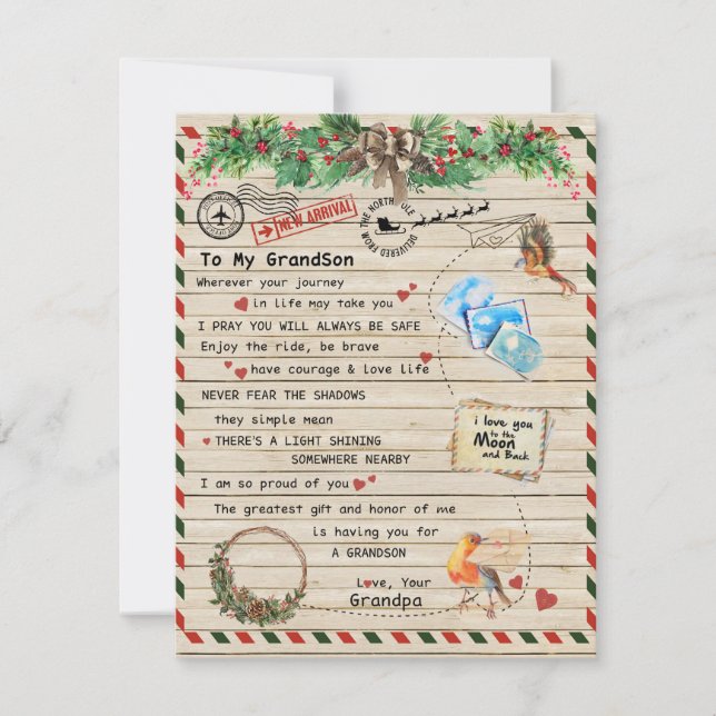 Invitation Cadeau à mon petit-fils, Petit-fils et grand-père, (Devant)