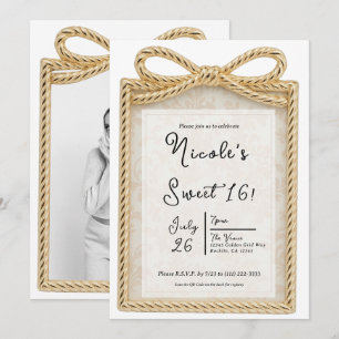 Invitation Cadeau Boîte de Présent Arc d'Or Sweet 16 Party Ph
