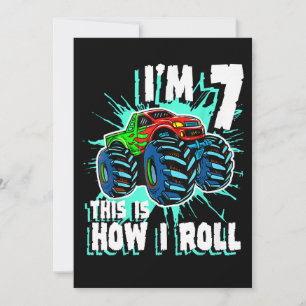 Invitation Cadeau d'anniversaire de 7 ans pour Monster Truck 