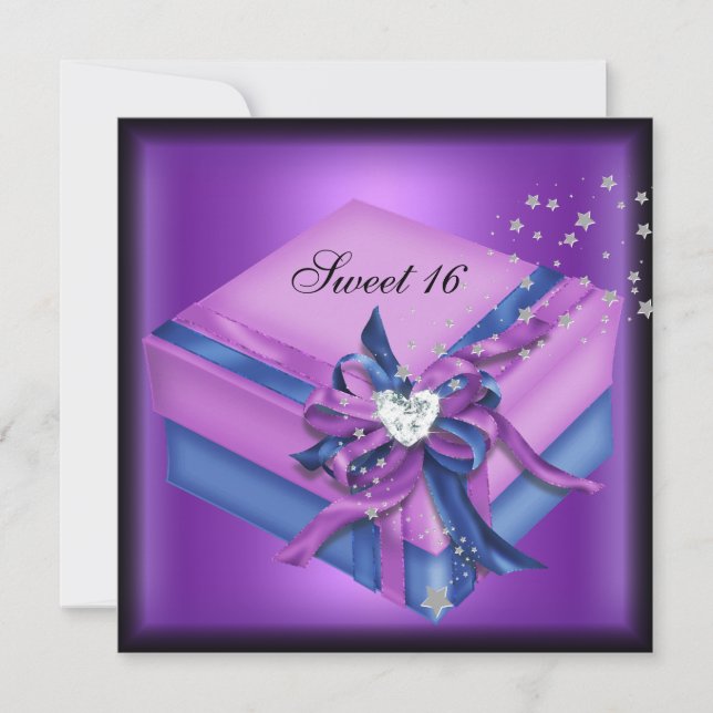 Invitation Cadeau d'anniversaire pour 16 ans Sweet Sixteen (Devant)