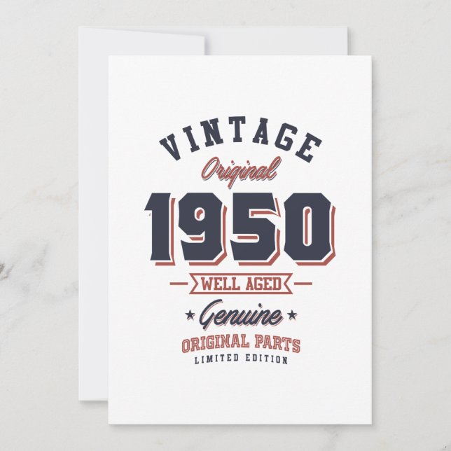 Invitation Cadeau d'anniversaire Rétro Vintage 1950 (Devant)