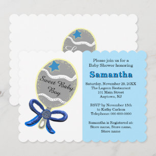 Invitation Cadeau de bébé étoile bleue en argent Baby Shower