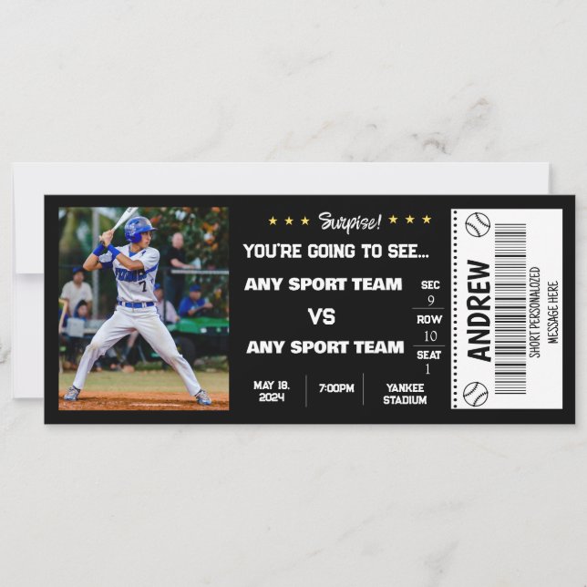 Invitation Cadeau de billet de stade de baseball surprise (Devant)