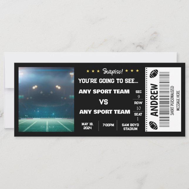Invitation Cadeau de billet de stade de jeu de football surpr (Devant)