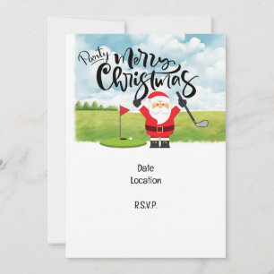 Invitation Cadeau de Noël de golf avec Père Noël Golfer au dr