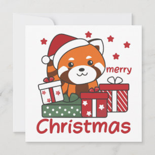 Invitation Cadeau de Noël de Panda roux Hiver Pandas rouges
