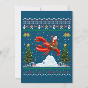 Invitation Cadeau de Noël laid homard Santa à cheval sur homa