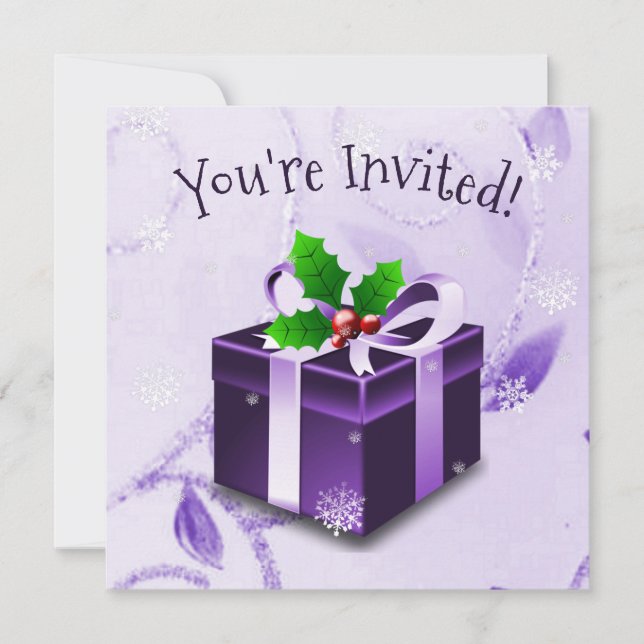 Invitation cadeau de Noël violet (Devant)
