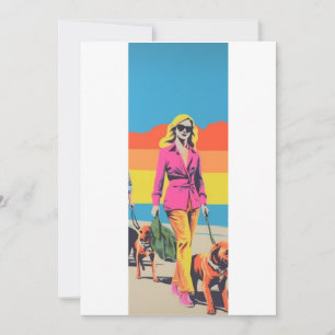 Invitation Cadeau de style pop art, promenade de chien à la p