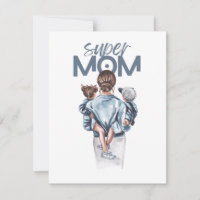Cadeau de Super Maman personnalisé avec fils et fi