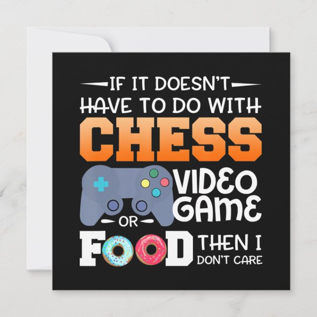 Invitation Cadeau d'échecs | Jeu Vidéo D'Échecs Ou Conception (Devant)