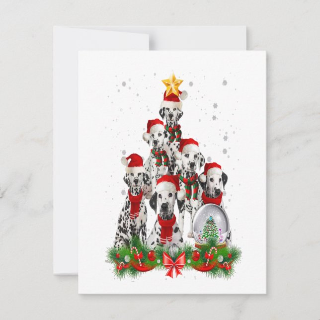Invitation Cadeau drôle d'arbre de Noël de chien dalmatien (Devant)