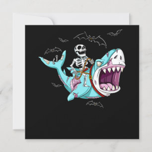 Invitation Cadeau drôle d'Halloween Requin Zombie chevauchant